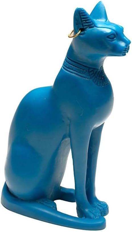 Classical Blue Bastet Cat Statue - Egyptian Goddess Collectible