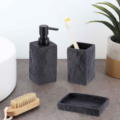 Bath Square Resin Soap Dispenser 9 FL OZ Black