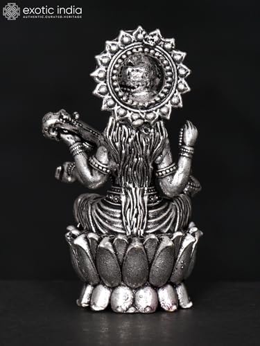 Exotic India Small Superfine Saraswati Brass Statue
