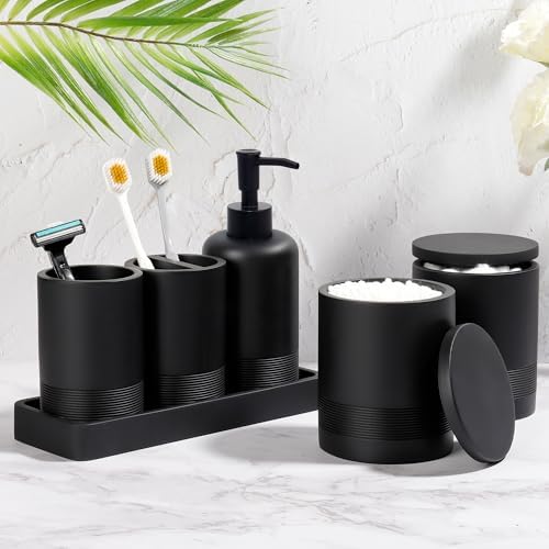 Modern Matte Black Bathroom Accessories Set 6-Piece