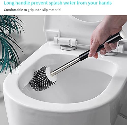 Toilet Brush with Holder and Silicone Bristles