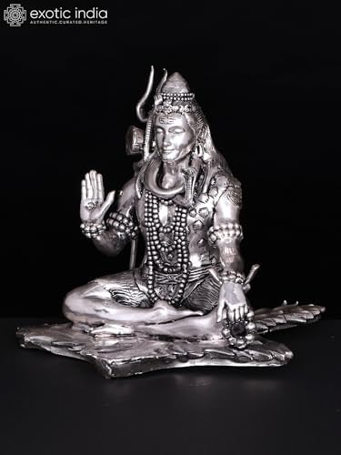 Superfine Silver Plated Lord Shiva Brass Statue for Pooja