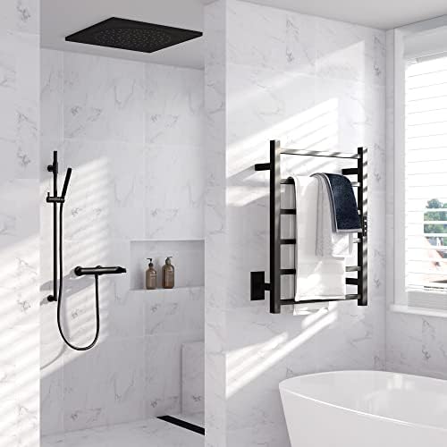 Sharpeye Matte Black Heated Towel Rack with 24hr Timer