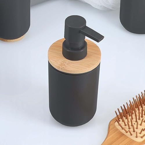 Black Soap Dispenser with Bamboo Top - 10 fl oz