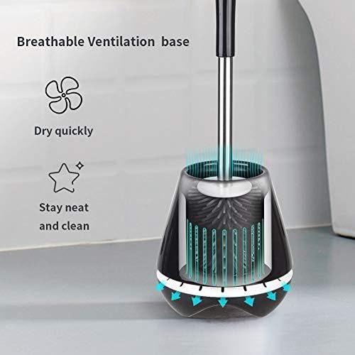 Toilet Brush with Holder and Silicone Bristles