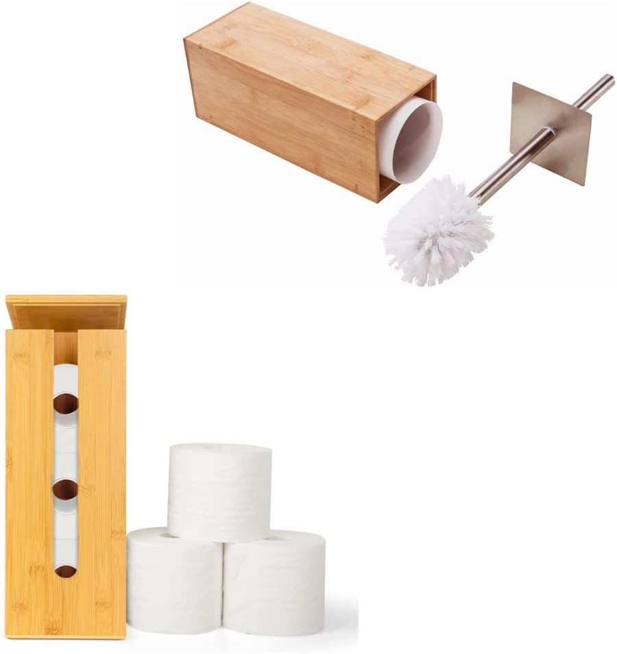 GOBAM Bamboo Toilet Bowl Cleaner and Holder Set
