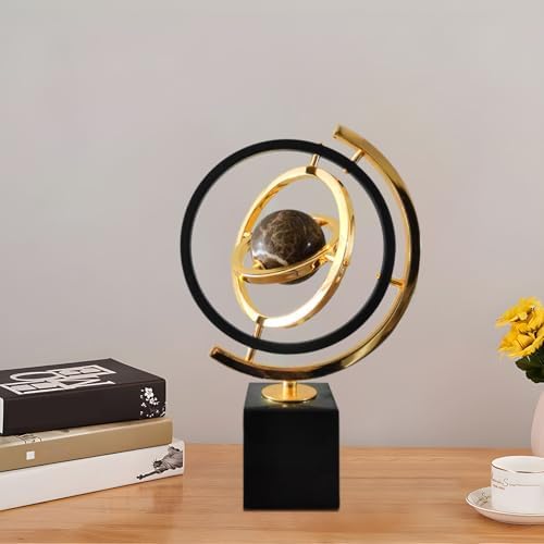 Modern Abstract Metal Globe Sculpture Decor