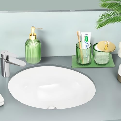 Haturi 4 Pc Green Glass Bathroom Accessories Set