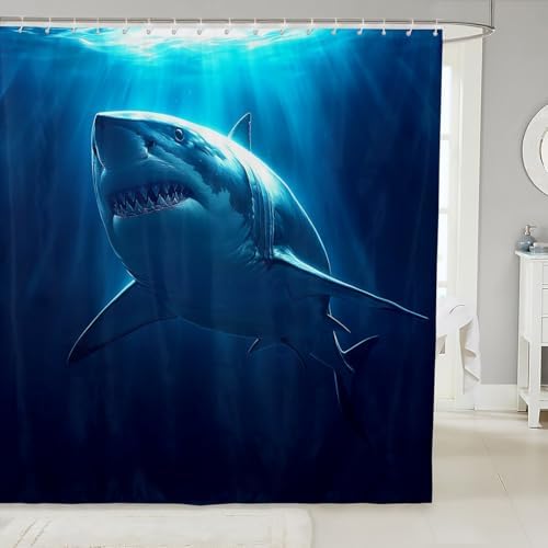 Erosebridal Shark Shower Curtain Set for Kids Men