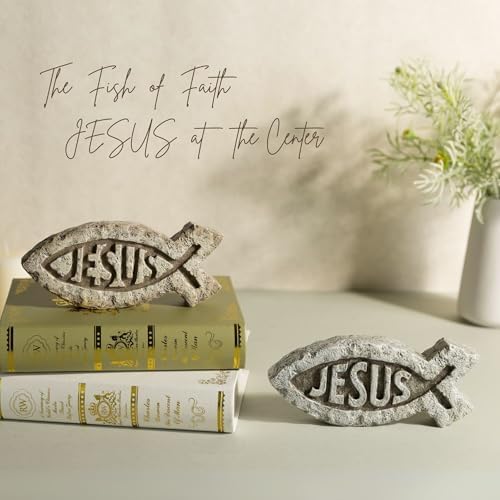 Christian Jesus Fish Tabletop Decor 74 Inch Resin Ichthys Sculpture