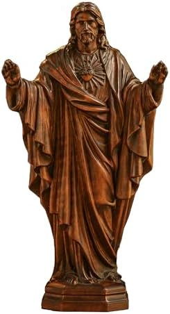 Wooden Sacred Heart of Jesus Statue - 43 Inch Handmade Figurine