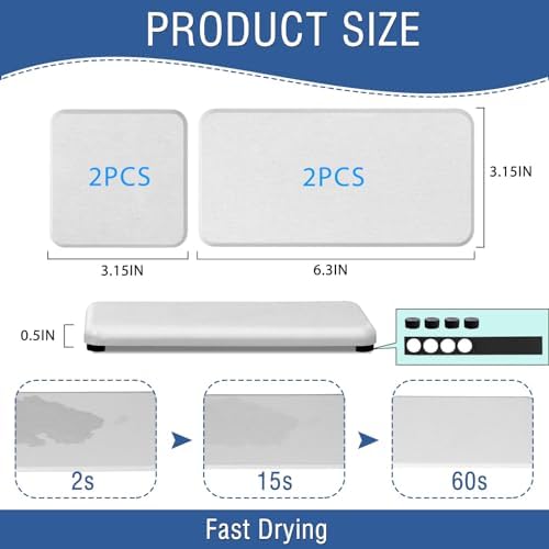 4PCS Water Absorbing Stone Tray for Bathroom and Kitchen