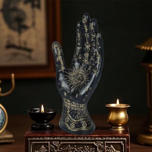 Skyant Palmistry Hand Resin Statue with Symbols Black