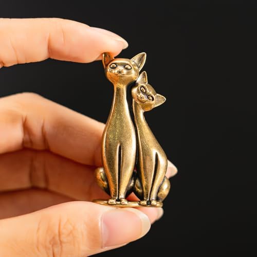 Vintage Brass Intertwined Cat Sculpture Art Piece