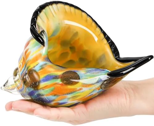 TOPZEA Handmade Glass Conch Statue Crystal Sea Shell Decor