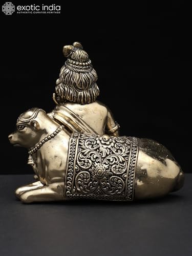 Exotic India Small Superfine Bal Gopal Brass Statue Lord Krishna Pooja Idol
