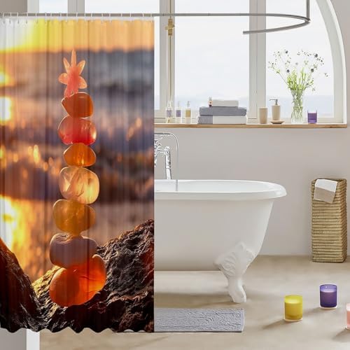 Feelyou Beach Theme Zen Stone Shower Curtain Set