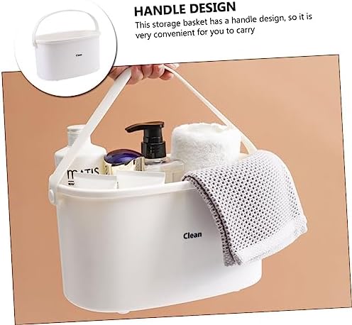 BESTOYARD 1Pc White Plastic Shower Basket with Handle