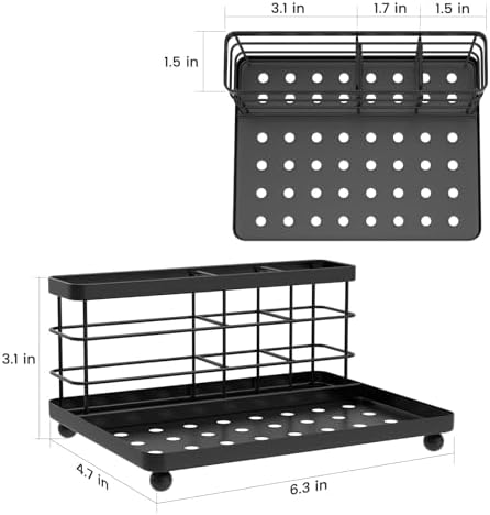 Luxspire 3-Slot Toothbrush Holder Black Stainless Steel