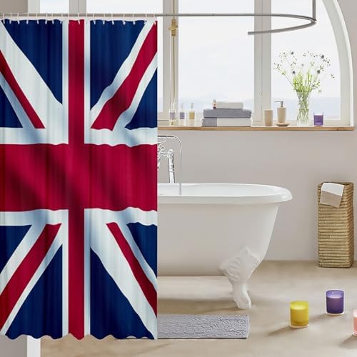 Erosebridal Union Jack Shower Curtain Set 72x84 1