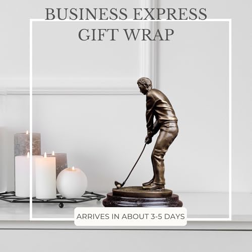91 Inch Bronze Golf Putting Statue Handcrafted Sculpture with Marble Base