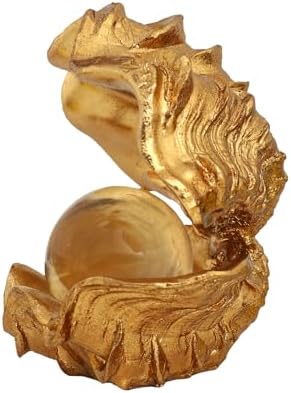 Zonsuli Gold Pearl Oyster Sculpture Handmade Shell Statue