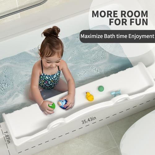 MMIOFANT Splash Guard Bath Tub Tray with Play Shelf White