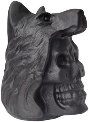 Obsidian Skull Wolf Crystal Figurine Decor Sculpture