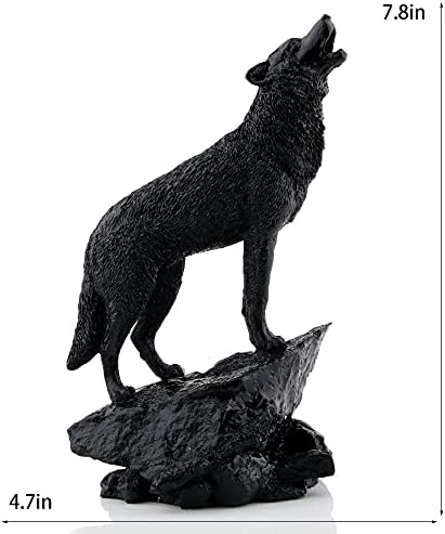 Wisifayardin Black Wolf Wildlife Howling Wolf Statue