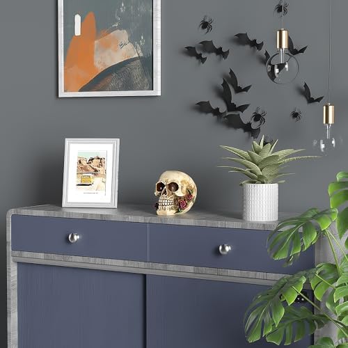 READAEER Human Skull Rose Resin Statue Home Decor