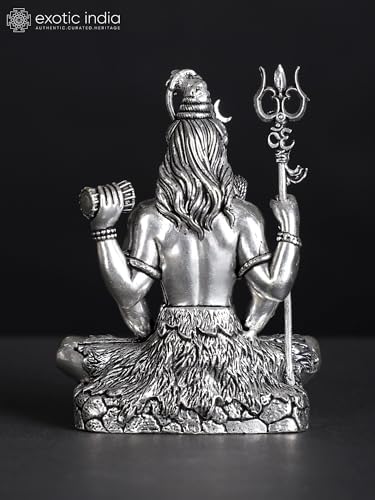 Superfine Four-Armed Lord Shiva Silver Plated Brass Statue 1