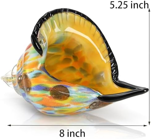 TOPZEA Handmade Glass Conch Statue Crystal Sea Shell Decor