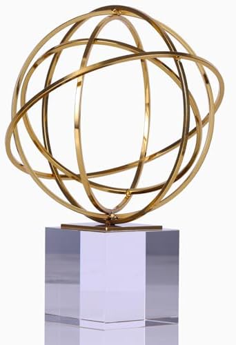 DOVDOV Gold Geometric Metal Knot Statue Crystal Base Decor