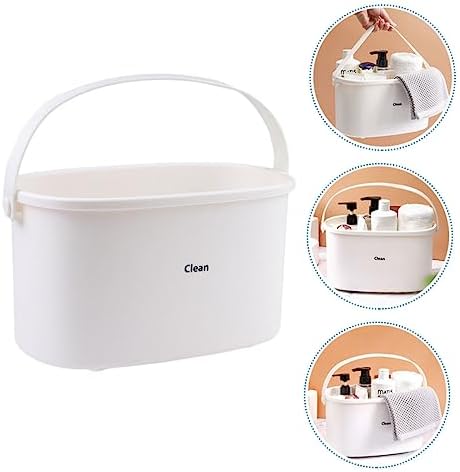 BESTOYARD 1Pc White Plastic Shower Basket with Handle