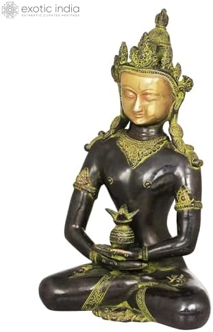 Amitabha Buddha Brass Statue - 13 Inch Religious Meditation Figurine