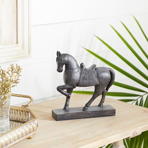Deco 79 Polystone Horse Statue 9 x 3 x 9 Brown