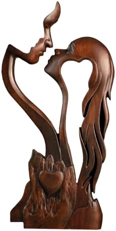 Wooden Kissing Couple Ornament 10 Inch