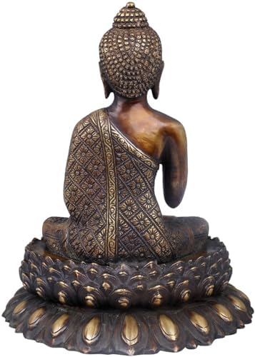 Buddha Brass Statue 11 Inch Vitarka Mudra Lotus Pedestal 1