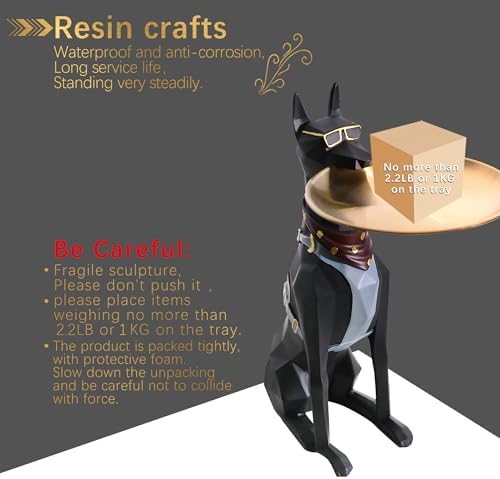 Large Modern Standing Dog Statue with End Table Tray