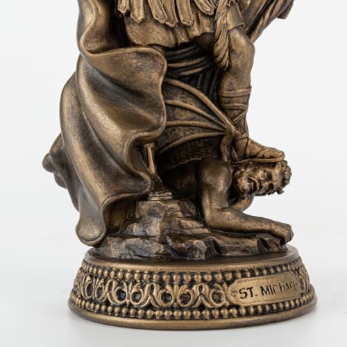 8 H Saint Michael Black Bronze Statue Religious Protection Sculpture