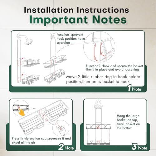 Sewulidon Upgraded Hanging Shower Caddy with Hooks and Storage
