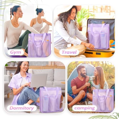 Portable Mesh Shower Caddy Purple for College Students and Travelers