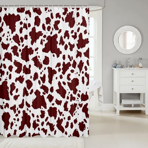 Feelyou Cow Print Shower Curtain Set 72x72 Brown White