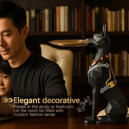 Large Modern Standing Dog Statue with End Table Tray