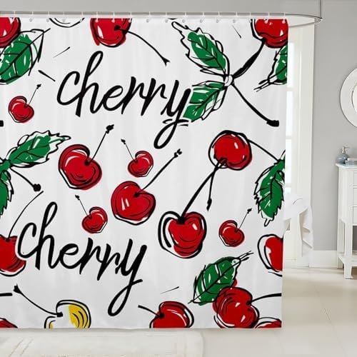 Feelyou Pink Cherry Bow Shower Curtain Set 1