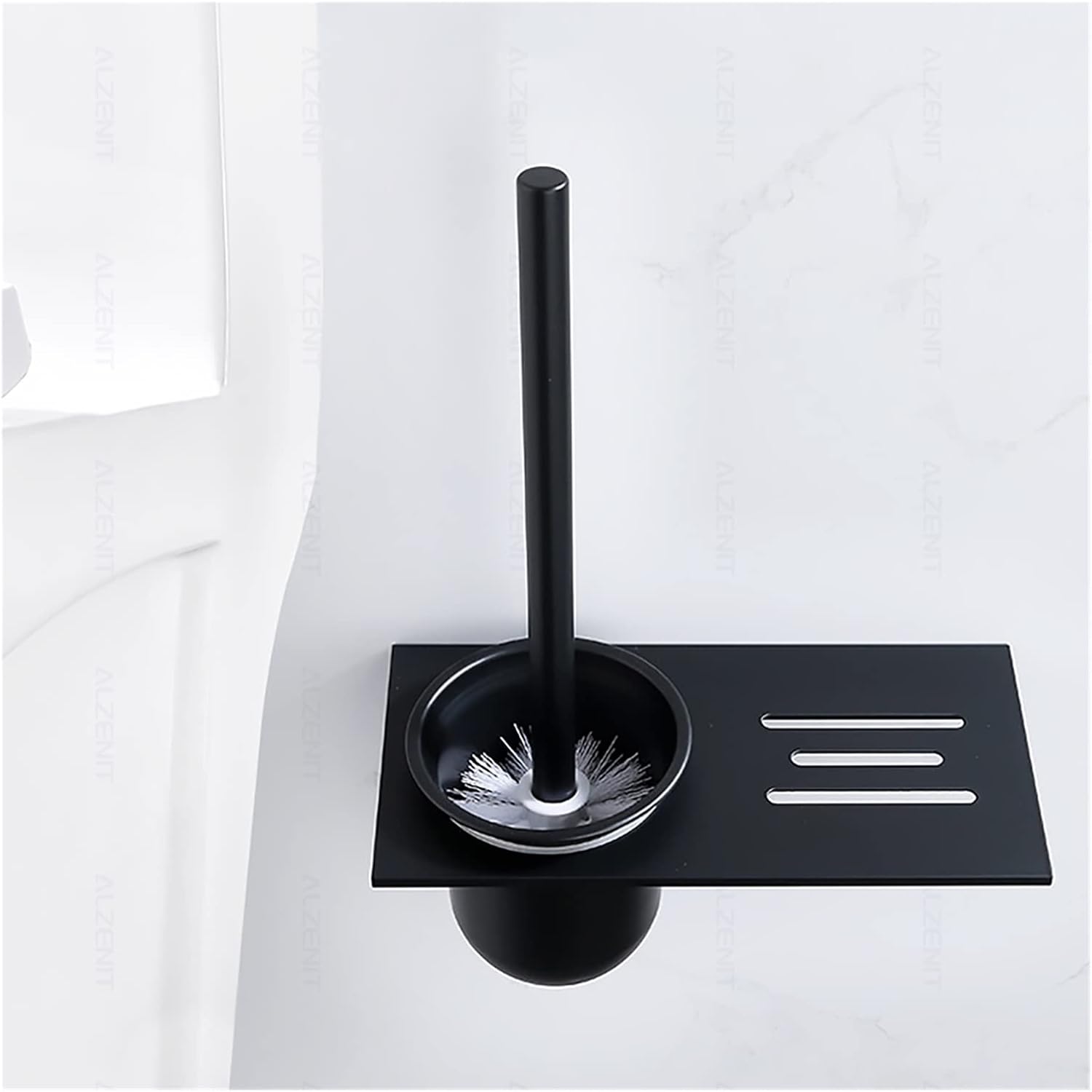 FFBINBIN Toilet Brush Holder Matte Black Aluminum 1