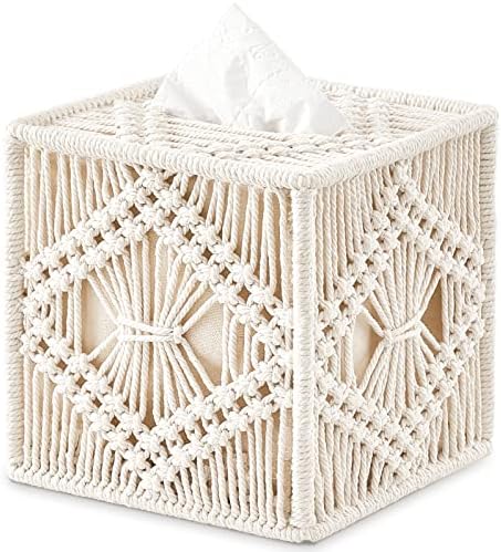 Mkono Boho Macrame Tissue Box Holder