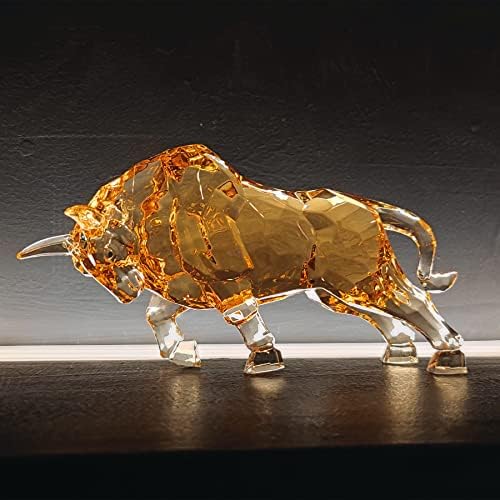 FengShui Bull Statue Acrylic Desk Decor Amber