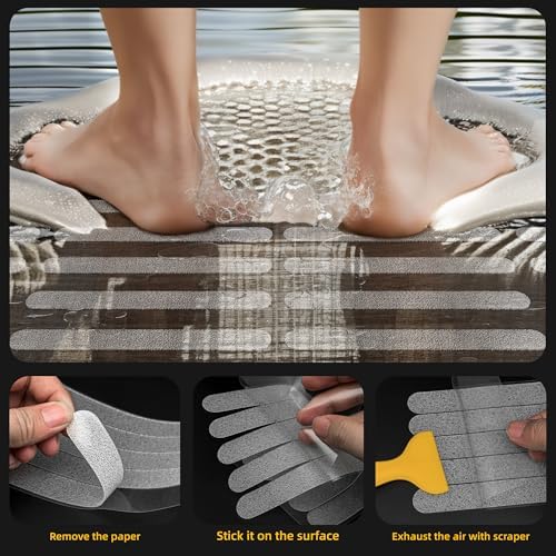 SANKEMU Transparent Non-Slip Bathtub Stickers 20PCS with Scraper