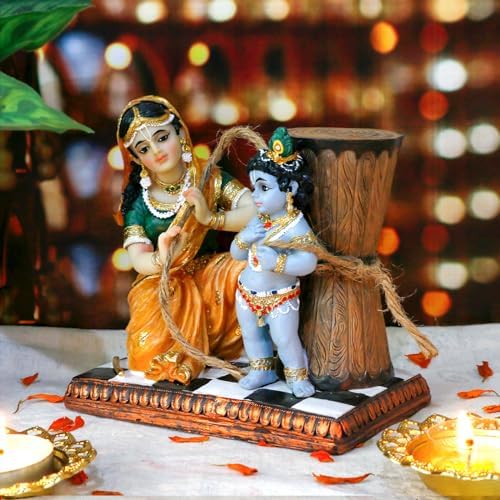 Maa Yashoda Binding Krishna Murti Statue - 51 Hand Painted Polystone